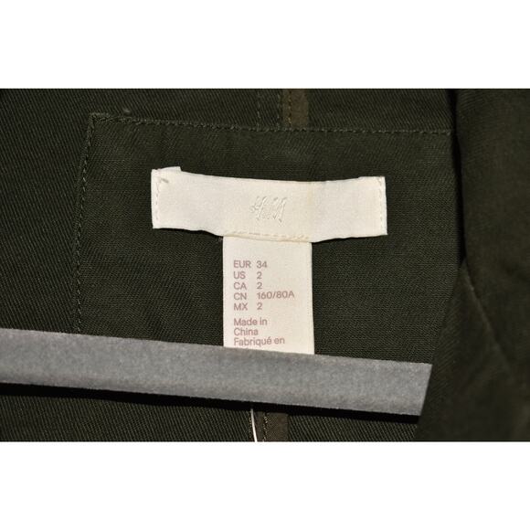H&M NEW $50 Olive Green Utility Jacket Zip Front‎ Drawstring Hem US Size 2 - Picture 4 of 4